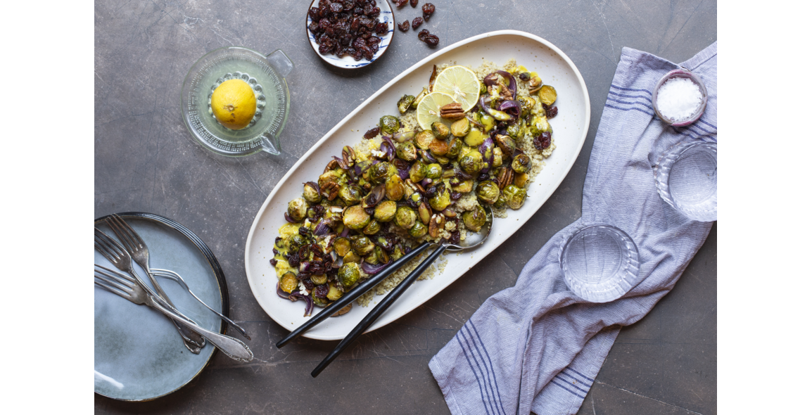 Gerösteter Rosenkohl mit Quinoa und Cranberries