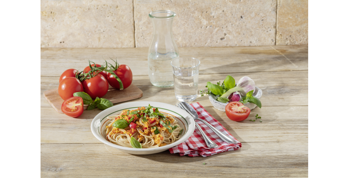 Emmer Spaghetti mit Lupinen-Bolognese