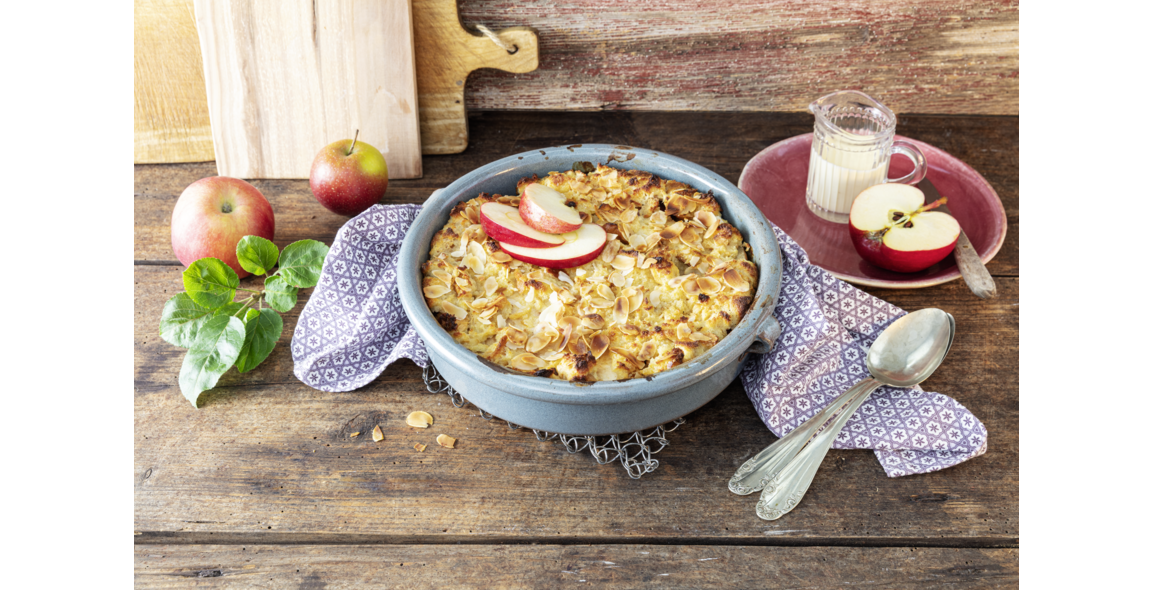 Mango-Apfel-Ofenschlupfer mit Gebrannte-Mandel-Aufstrich