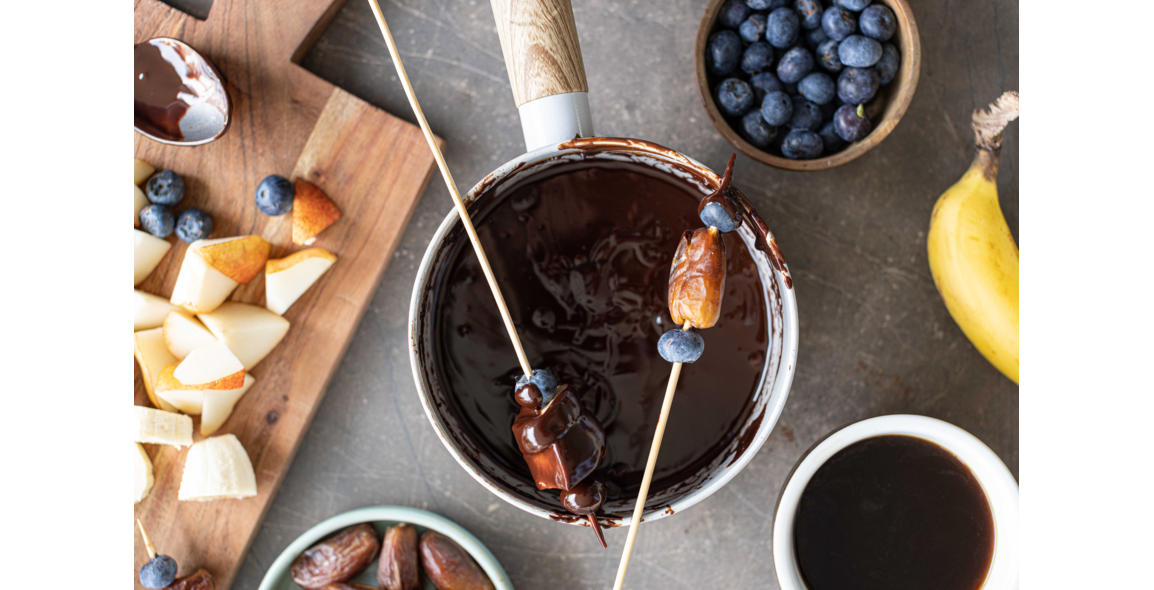Mokka-Schokoladen-Fondue mit Früchten