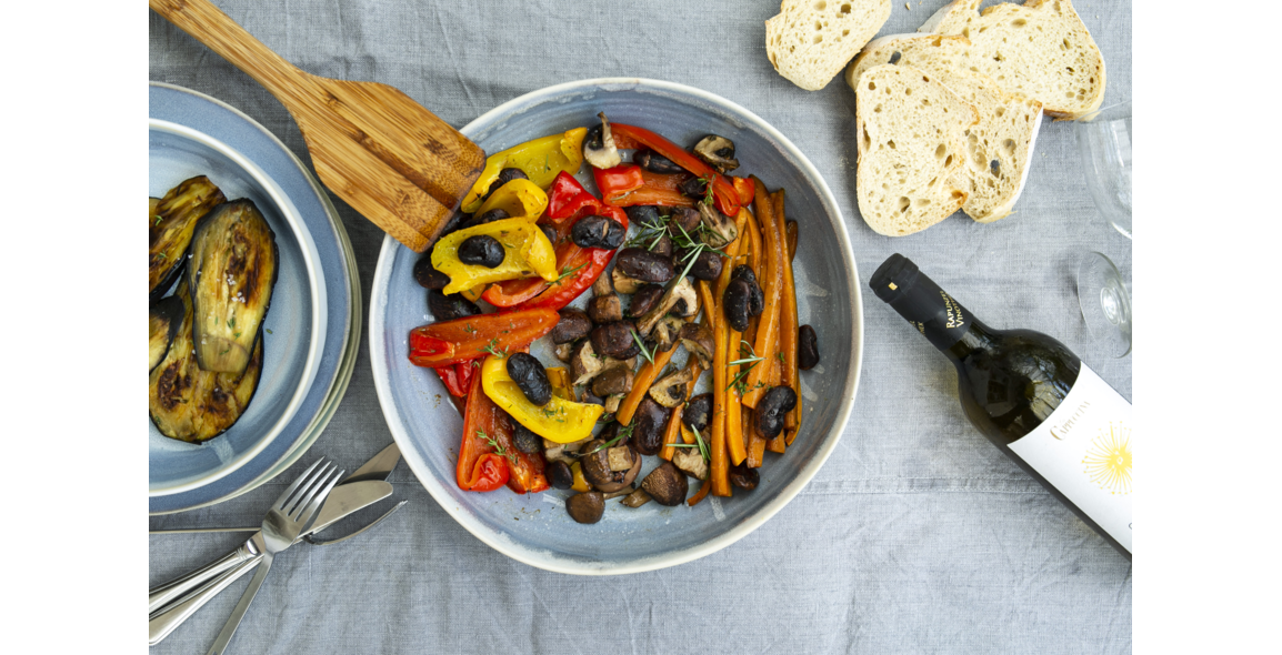 Gegrilltes Gemüse-Bohnen-Antipasti di verdura